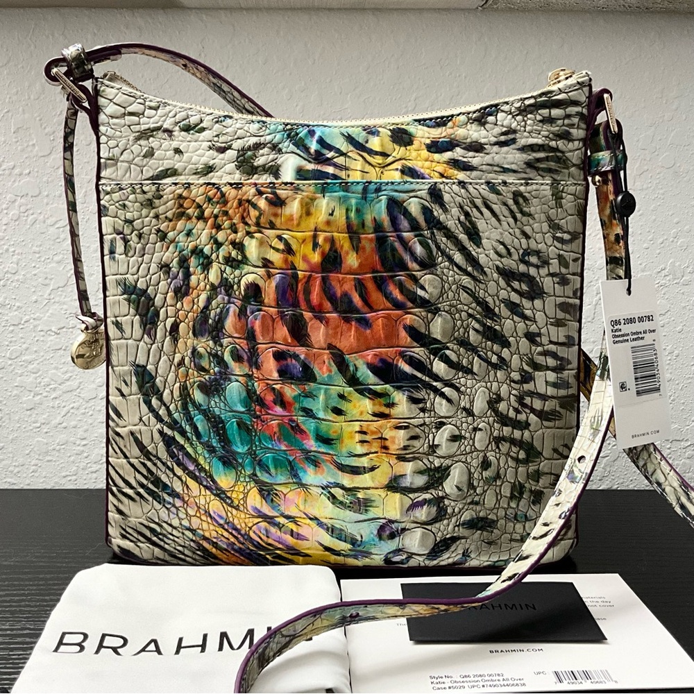 Brahmin Katie Crossbody OBSESSION OMBRÉ ALL OVER W/Leather Eye Medallion NWT - Picture 3 of 8